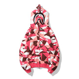 A Bath Ape Autumn and Winter Camouflage Shark Hooded Sweater Fleece Men's and Women's Coats