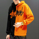 Split Hoodie Demons and Angels Yin Yang Color Contrast Patchwork Fleece Lined