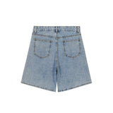 Men Jean Shorts Printed Splash-Ink Washed Denim Shorts Men's High Street Fashion Brand Loose Straight Shorts