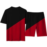 Slim Fit Muscle Gym Men T Shirt Men Rugged Style Workout Tee Tops Short Sleeve Shorts Set Men Summer plus Size Trendy Casual Fashion