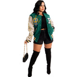 Cheerleader Letterman Jacket Multicolor Printing Button Press