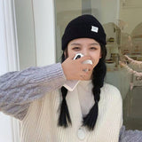 Women Beanies Smiling Face Knitted Hat Woolen Cap Children's Autumn and Winter Cold Hat
