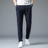 Mens Formal Suit Trousers Straight Leg Office Stretch Slim Fit Suit Pants Summer Pants Bottoms Summer Thin Elastic Waist Slim Stretch Tapered Casual Pants Men's Pants