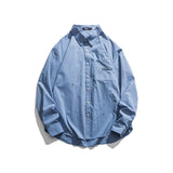 Men Shacket Long Sleeve Autumn Shirt Autumn Fresh Solid Color Embroidered Pocket Casual Shirt