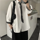 Harajuku Clothing Men's Casual Shirts Summer Solid Color Thin Sleeve Shirts Men and Women Casual Shirts