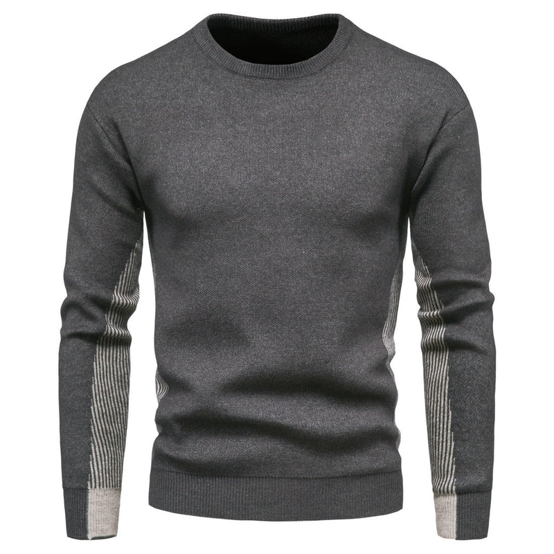 Men's Autumn Men's Knitwear round Neck Contrast Color Sweater Bottoming Shirt Men Winter Outfit Casual Fashion