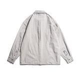 Men Shacket Long Sleeve Autumn Shirt Autumn Vintage Shirt Solid Color Neutral Embroidery Pocket Long Sleeve Men