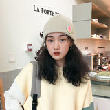 Mens Beanies Knitted Hat Female Autumn and Winter Leisure Letter Labeling Woolen Cap Male