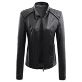 Hot Pink Motorcycle Jacket Autumn and Winter Leather Women's Slim Short Stand Collar Coat PU Leather Jacket Motorcycle Clothing