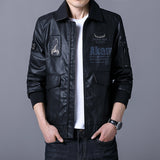 Hand Painted Leather Jackets Spring and Autumn Scorpion Embroidered Men's Leather Jacket Lapel Air Force Pilot PU Leather Motorcycle Jacket