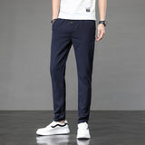 Mens Formal Suit Trousers Straight Leg Office Stretch Slim Fit Suit Pants Summer Pants Bottoms Summer Thin Elastic Waist Slim Stretch Casual Pants Men Men Pants