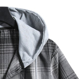 Men Hooldie Summer Men's Hooded Casual Plaid Short-Sleeved Shirt Top