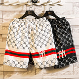 Men Tops Summer Men's College Style Printed Jacket Coat Short Pants Two-Pieces