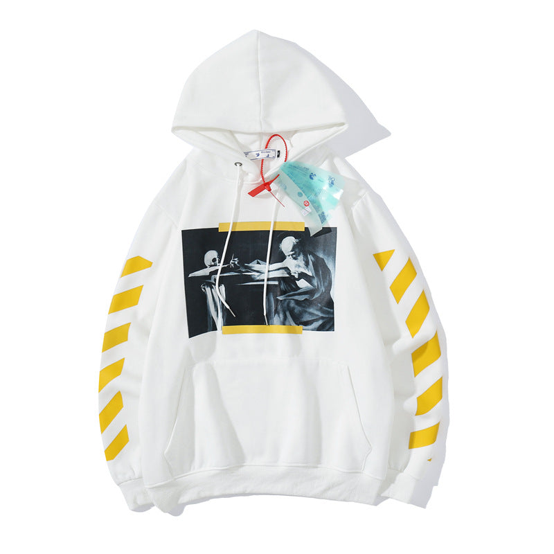 Autumn And Winter Caravaggio Oil Painting Series Velvet Padded Hooded Sweatshirt