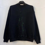 Fog Essentials Long Sleeve Round Neck Sweatshirt Multiline Paint-Splashing Style Graffiti Printed Fleece Hoodie