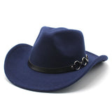 Wester Hats Men Women Woolen Top Hat Western Cowboy Gentleman Jazz Concave-Convex Top Felt Cap