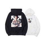 Autumn And Winter Women Bridal Bouquet Basket Pattern Printing Velvet Padded Hooded Sweatshirt