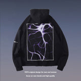 Mens Fall Outfits Loose Printed Hoodie Autumn and Winter High Street Coat
