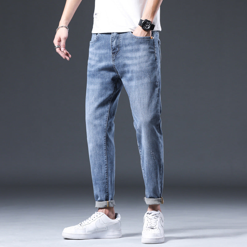 Man Spring Summer Jeans Spring plus Size Retro Sports Trousers Stretch Skinny Jeans Men's Men Jeans