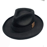 Fedora Hat Autumn and Winter Warp Knitted Warm Men's and Women's Big Brim Wool Jazz Top Hat
