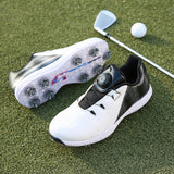 Mens Golf Shoes Automatic Knob Lace-up Movable Nail Bottom
