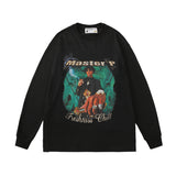 Mens Fall Outfits Printed Long-Sleeved T-shirt Niche Couple Base Top