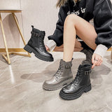 Coachella Ankle Boots Autumn and Winter Round Head Solid Color Side Zipper Martin Boots