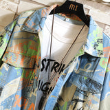 Graffiti Denim Jacket Autumn Loose Fashion Personalized Graffiti Letter Denim Jacket