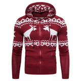 Men's Zipper Hooded Christmas Sweater Knitwear Fashion Casual Jacket Men Cardigan Sweater