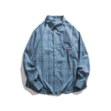 Men Shacket Long Sleeve Autumn Shirt Autumn Fashion Pocket Plaid Shirt
