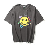 Justin Bieber Drew House T shirt Smiley T-shirt Puff Print Loose Men's and Women's round Neck High Street Short Sleeve
