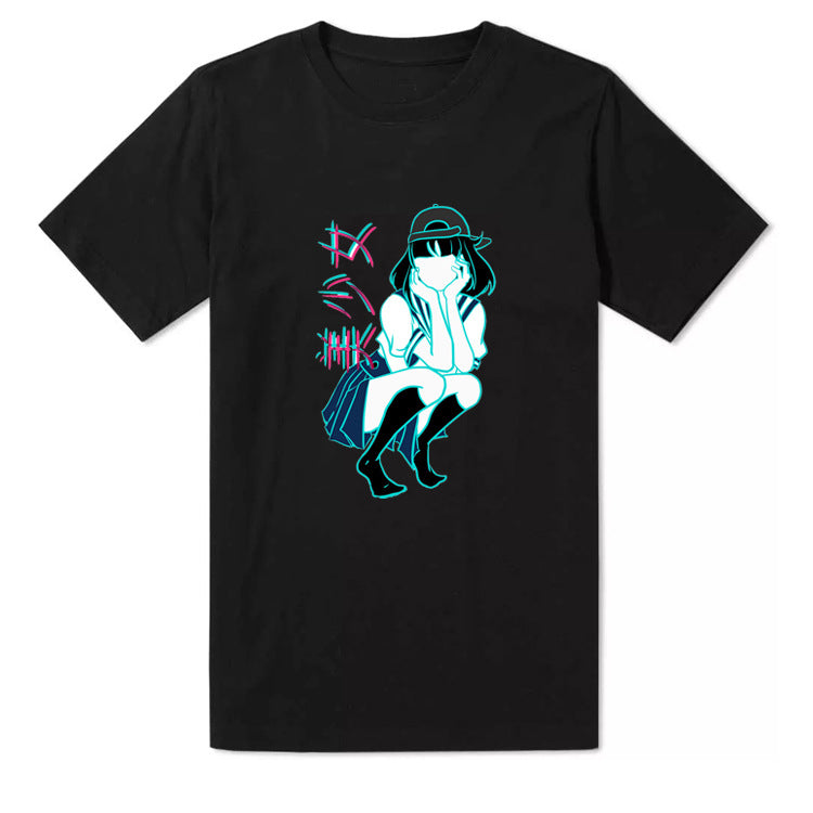 Anime TShirts Aesthetic Men's Shirt Anime Print Summer Cotton Print Short Sleeve T-shirt