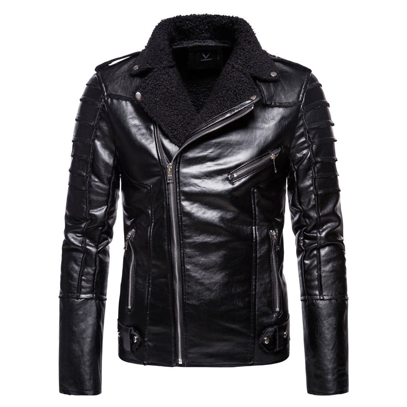 Men's Leather Coat Fur Lapel Large Size Retro Thickened Coat Men Winter Outfit Casual Fashion
