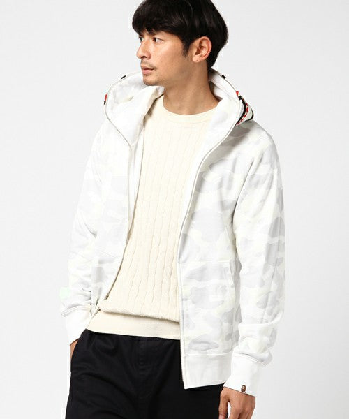 A Bath Ape Black and White Luminous Shark Coat High Quality Looped Fabric Hooded Shark Sweater