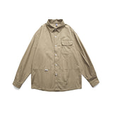 Men Shacket Long Sleeve Autumn Shirt Loose and Simple Solid Color Long Sleeve Shirt Neutral Coat