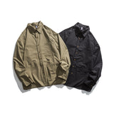 Men Shacket Long Sleeve Autumn Shirt Autumn Solid Color Simple Fashion Loose Retro Workwear Shirt Men