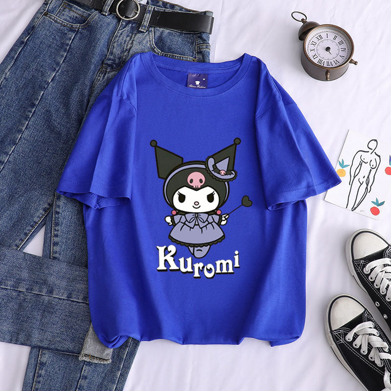 Kuromi Costume Student Short Sleeve Cotton T-shirt Girlfriends Clothes Top