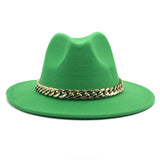 Fedora Hat Golden Chain Woolen Top Hat Fedora Hat Top Hat