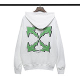 Autumn And Winter Green Lightning Arrow Pattern Hooded Sweater For Men And Women