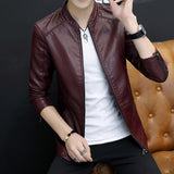 80's Leather Jacket Autumn and Winter Men's Casual Jacket Fleece-Lined Thickened Motorcycle Clothing Stand Collar Jacket