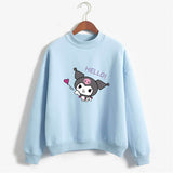 Kuromi Sweatshirt Autumn and Winter Mid-Collar Clow Hello! Printed Casual plus Size Loose Top