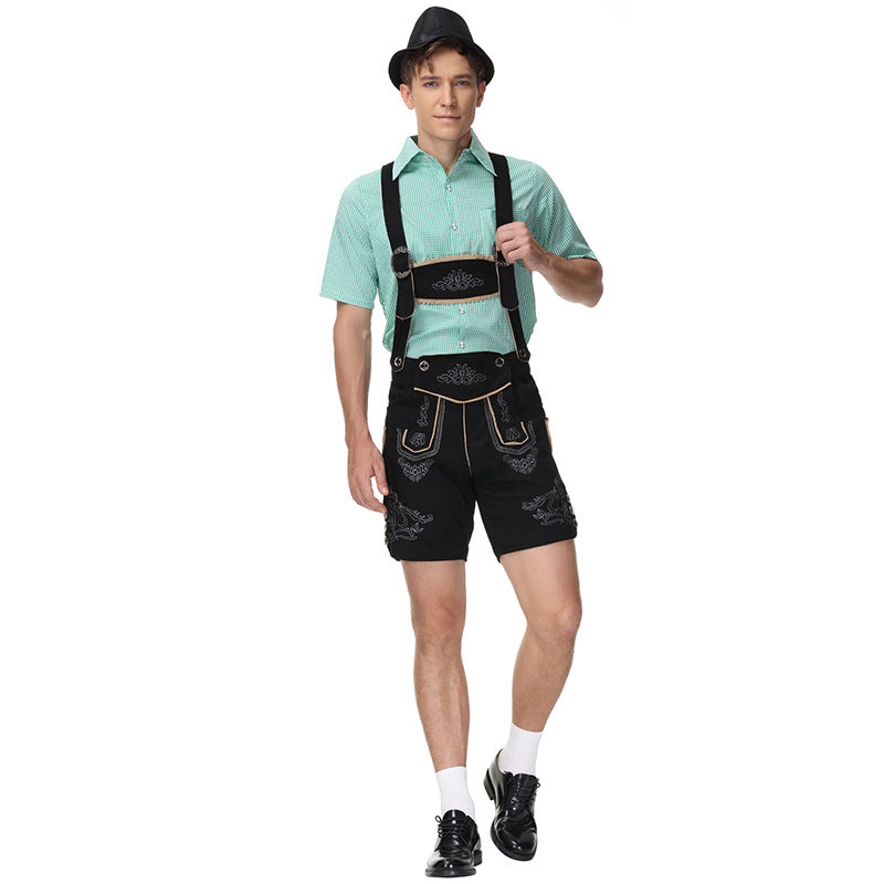 Lederhosen Halloween Performing Costumes Bavarian Men's Beer Suit German Beer Festival Clothing