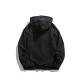 Men Fall Outfits Retro Hooded Coat Letter Flocking Embroidered Sports Sweater