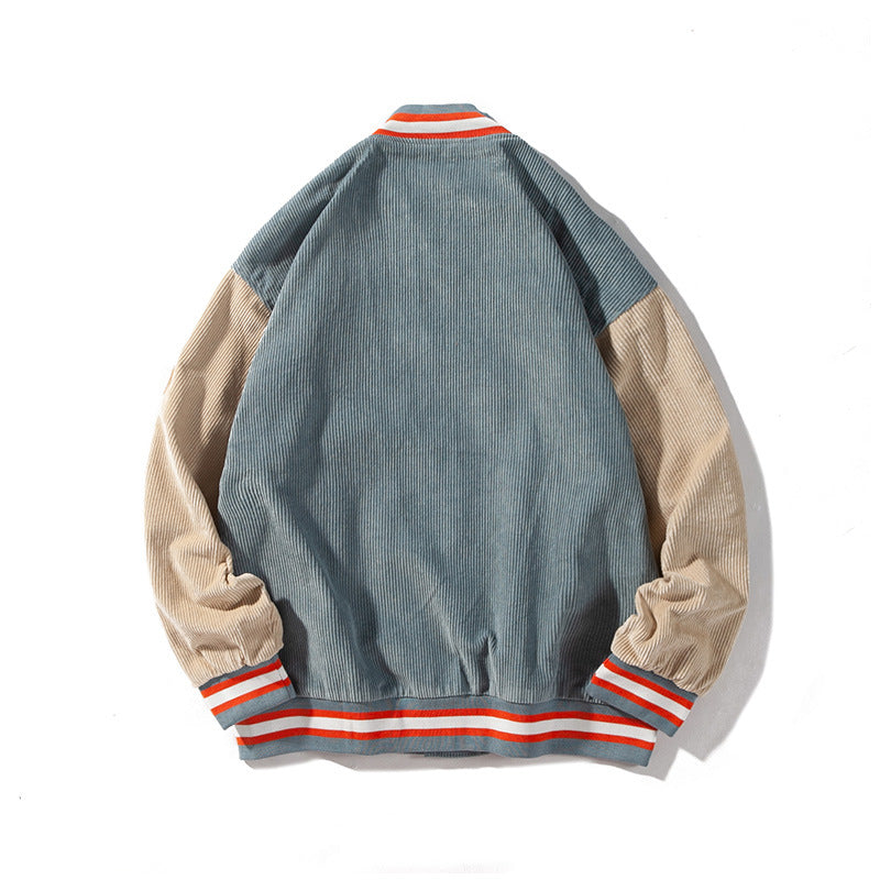 Men's Corduroy Jacket Autumn and Winter Tide Large Size Retro Sports Men's Baseball Uniform Student Cotton-Padded Jacket Thick Casual Jacket Men's Coat Men Jacket