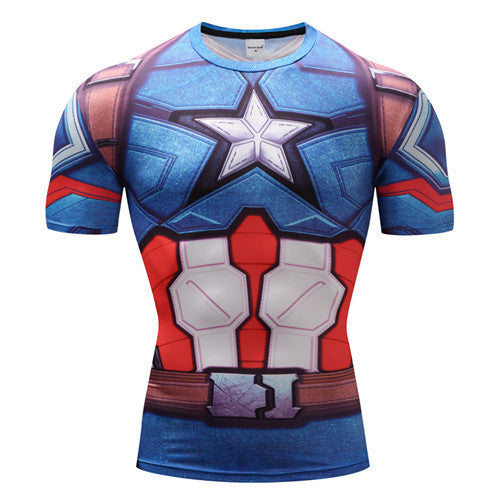 Captain America T Shirt Batman Flash Naruto Short Sleeve T-shirt