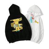 Autumn And Winter Cartoon Robot Pattern Velvet Padded Hooded Sweatshirt Men And Women Same Style