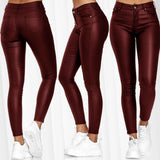 Leather Leggings   women Leather pants female trousers slacks