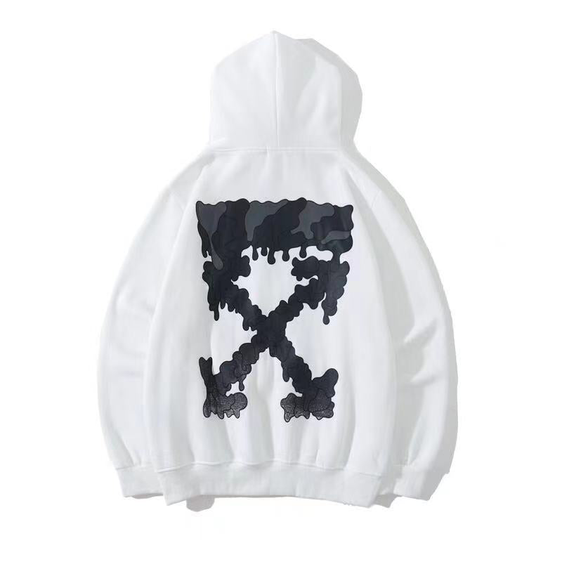 Autumn And Winter Gray Gradient Melting Arrow Pattern Velvet Padded Hooded Sweatshirt