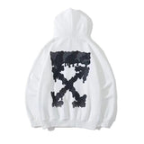 Autumn And Winter Gray Gradient Melting Arrow Pattern Velvet Padded Hooded Sweatshirt