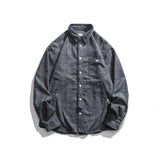 Men Shacket Long Sleeve Autumn Shirt Fall Vintage Shirt Loose Two-Pocket Plaid Shirt for Men